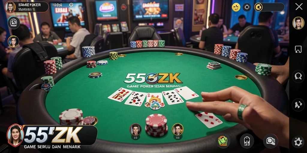 Tampilan menangkap momen seru gameplay poker di 555ZK.