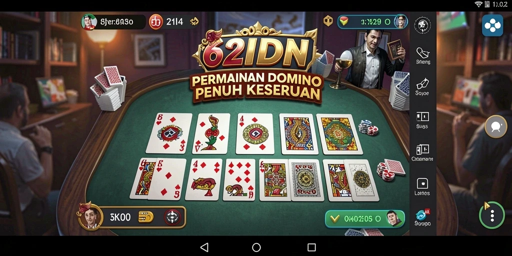 Tampilan gameplay seru domino dalam 62IDN.
