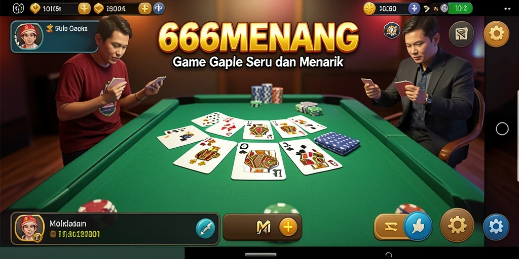 Tampilan menarik dari gameplay Gaple di 666MENANG.