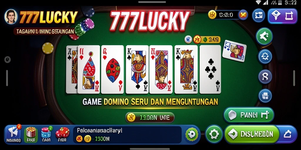 Tampilan gameplay seru di 777LUCKY, nikmati keseruan permainan Domino.