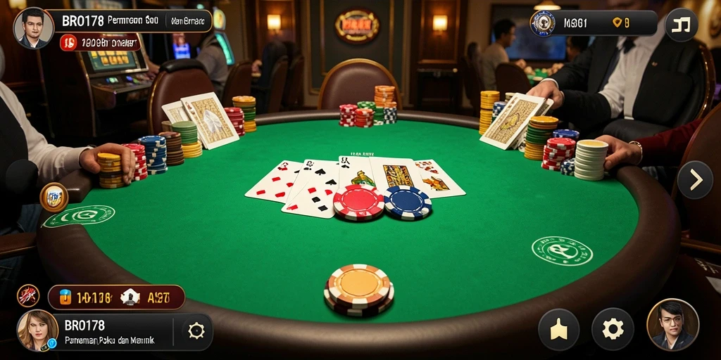 Screenshot utama BRO178 menampilkan pemain yang asyik bermain poker.