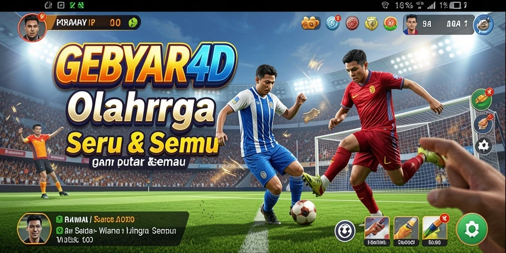 Tampilan gameplay GEBYAR4D dengan aksi olahraga yang seru.