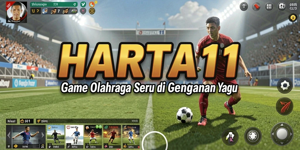 Screenshot gameplay HARTA11 menampilkan aksi seru pertandingan olahraga.