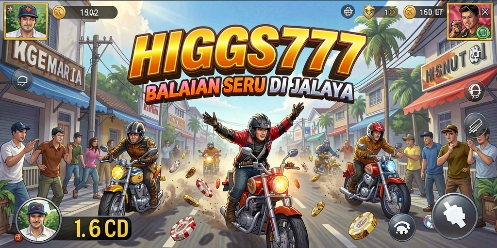 Screenshot HIGGS777 menampilkan balapan mendebarkan di jalanan yang penuh tantangan.