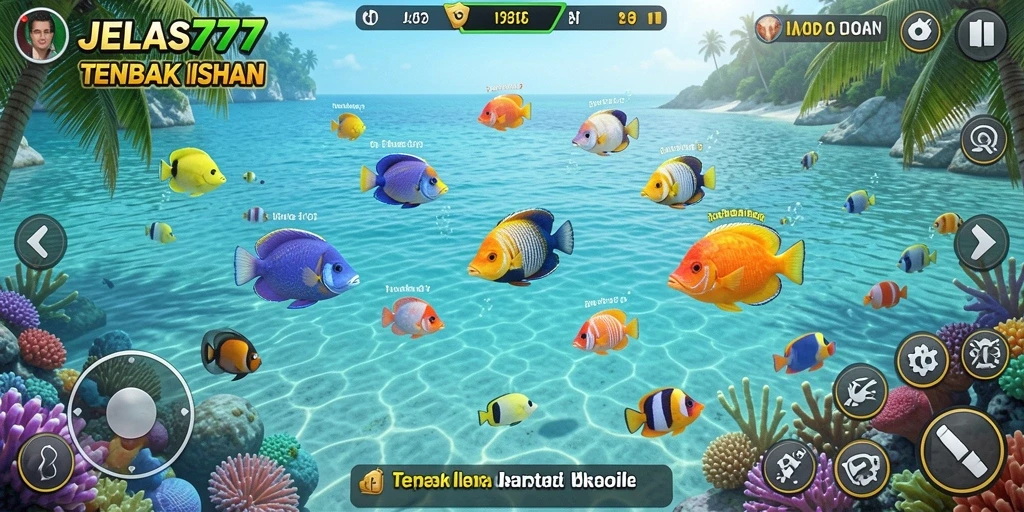 Tampilan gameplay menembak ikan yang seru dan menantang.