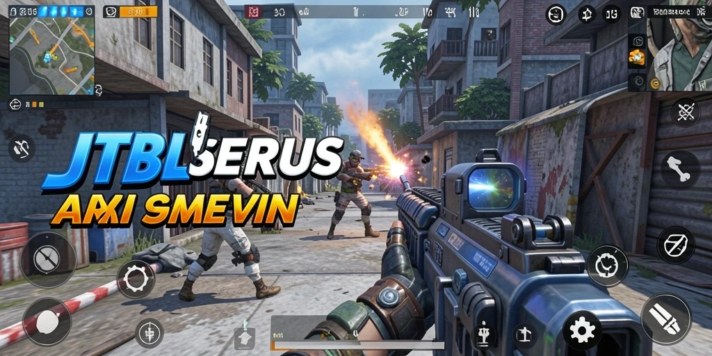 Tampilan utama gameplay JTBLUE dengan aksi tembak-menembak yang mendebarkan.
