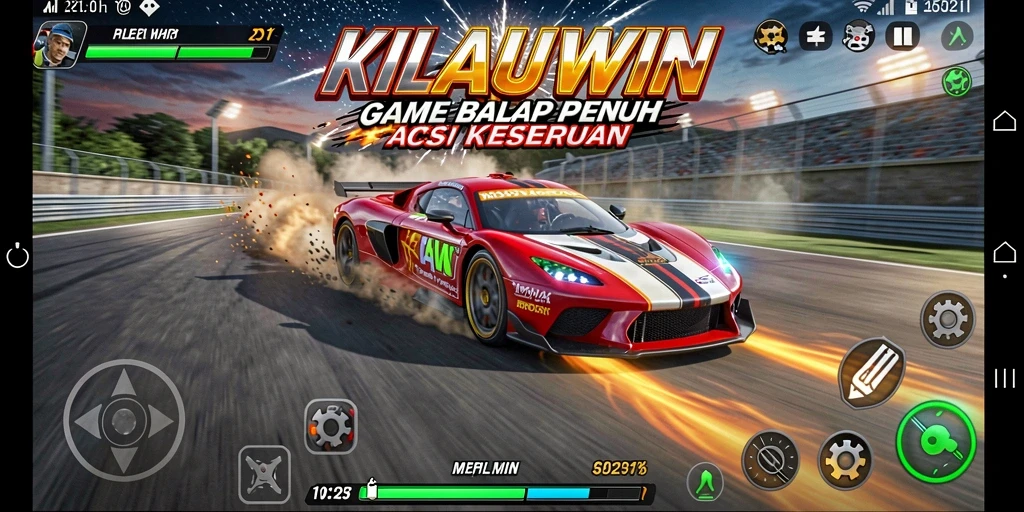 Screenshot KILAUWIN menampilkan momen balap yang mendebarkan.