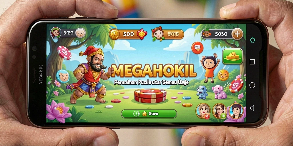 Tampilan gameplay MEGAHOKI yang penuh warna dan menantang.