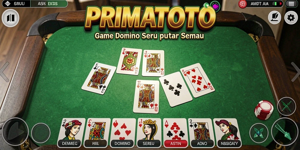 Tampilan gameplay seru di PRIMATOTO dengan domino klasik.