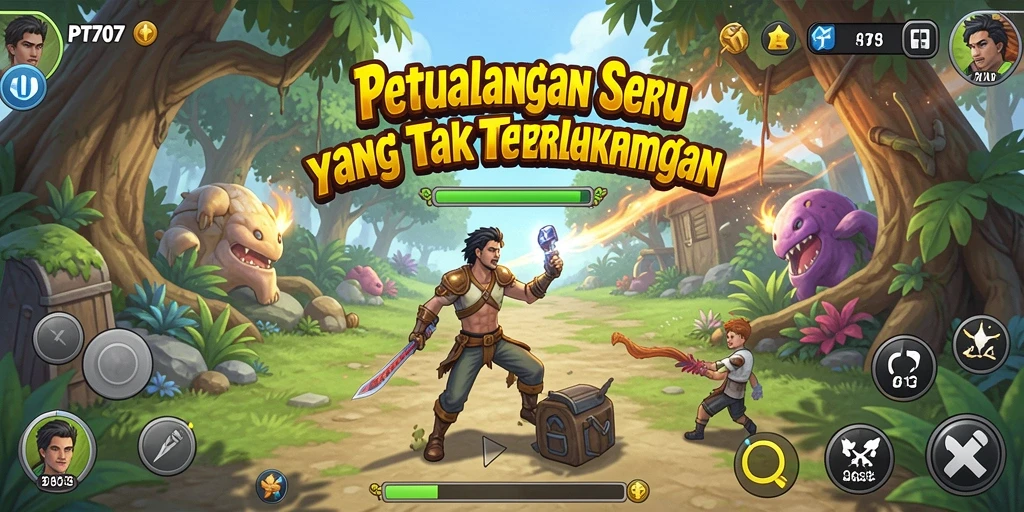Tangkapan layar gameplay PT707 menampilkan aksi mendebarkan dalam petualangan.
