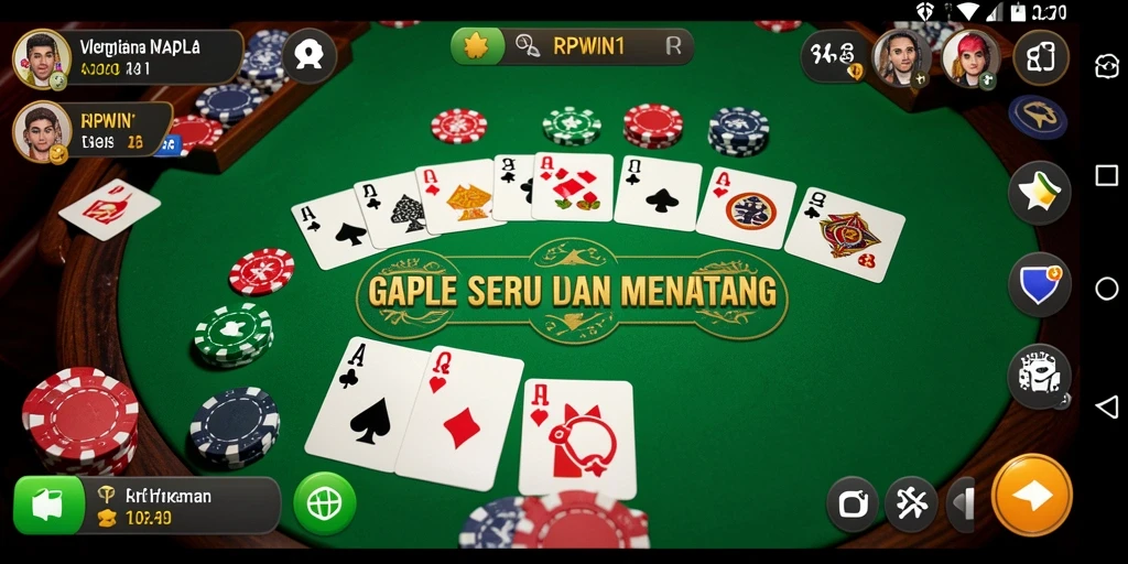 Screenshot gameplay menarik dari RPWIN1 yang menunjukkan keseruan bermain Gaple.