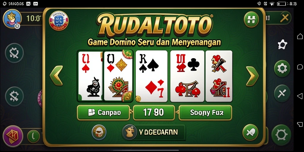 Screenshot RUDALTOTO menampilkan intensitas permainan Domino yang mendebarkan.