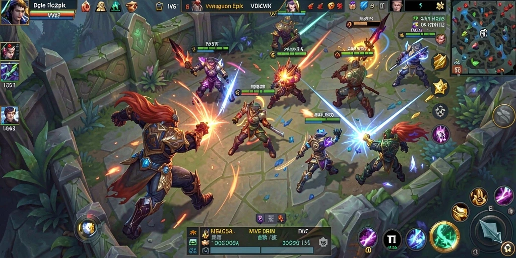 Tampilan menarik dari gameplay MOBA yang seru dan menegangkan.